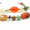 vechi colier cu pietre naturale : agate iraniene, carnelian, crisopraz, ametist, pustanite